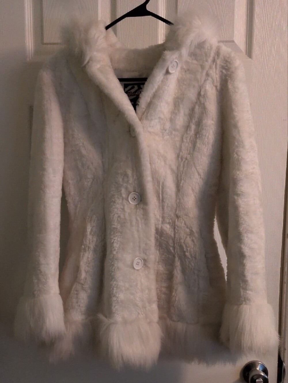 White Faux Fur Hooded Coat